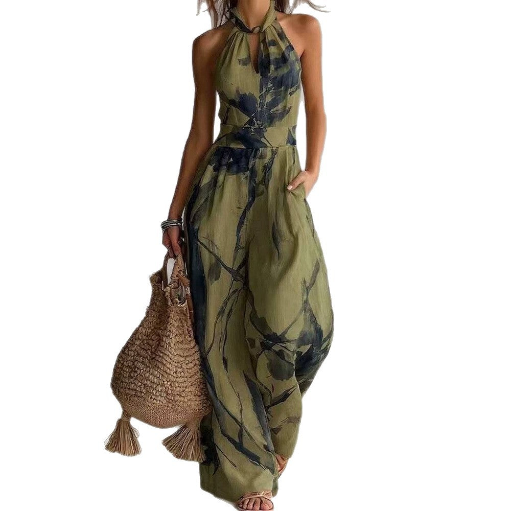 Palms35 halter backless jumpsuit,