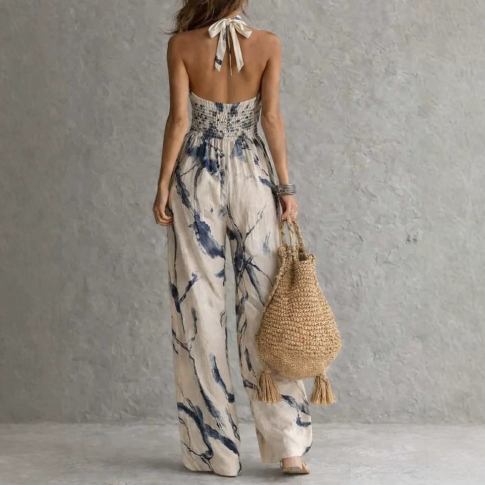 Palms35 halter backless jumpsuit,